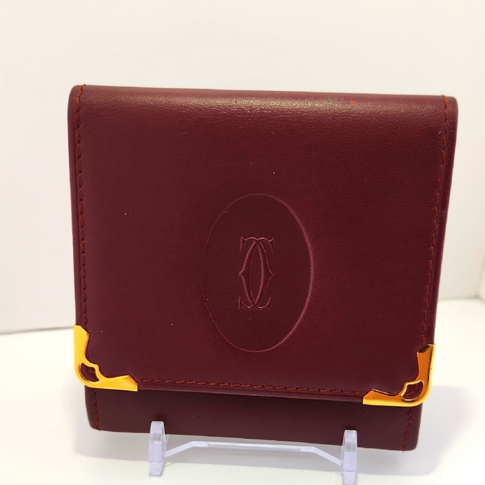 SOLD!!  Cartier Burgundy Money Wallet with Gold Accents